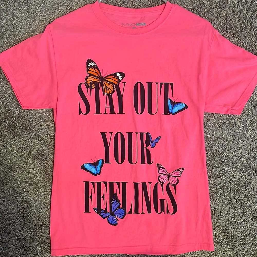 “stay out your feelings” butterfly top